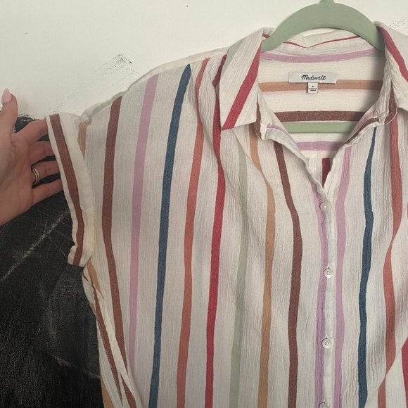 Madewell | Gauze Central Tunic Shirt in Rainbow Stripe | Small - Picture 4 of 11